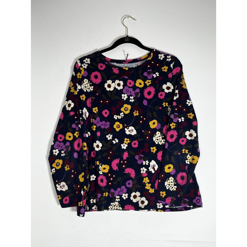 Talbots Shirt Womens Petite 2X 2Xp Multicolor Floral Crew Neck Long Sleeve Top